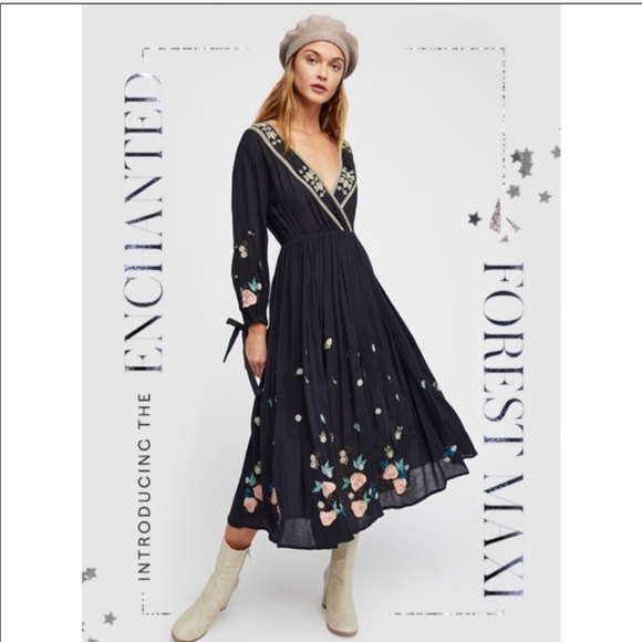 Free People The Enchanted Forest Embroidered Midi Dress New - Picture 5 of 15